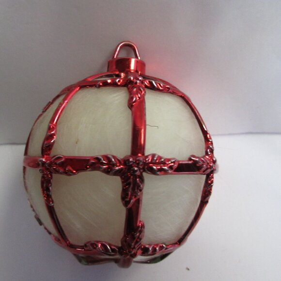 7 Bradford Cage Christmas Ornaments Spun Angel Hair Teardrop & 6 Round *READ* - Picture 5 of 15